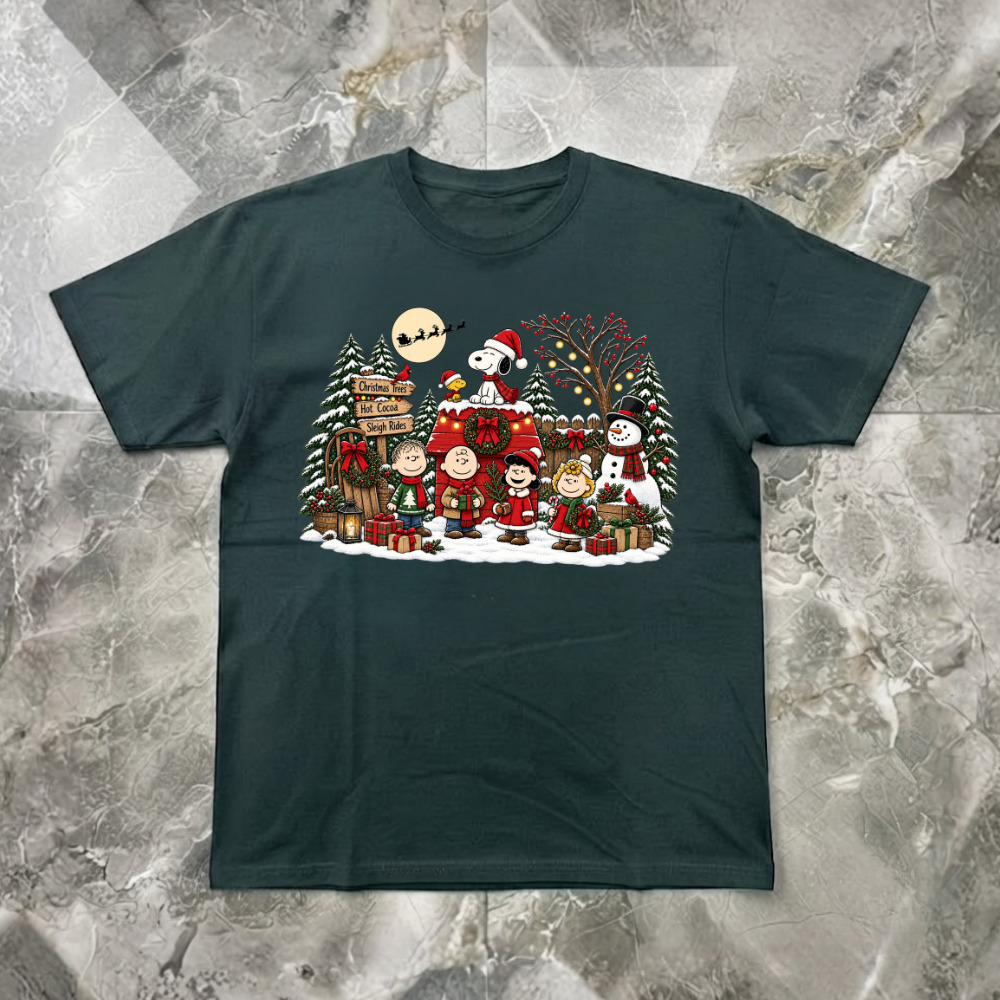 Peanuts Snoopy Christmas Snowman Winter Holiday T-Shirt